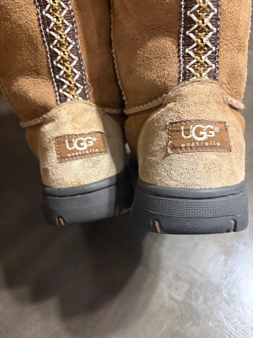 UGG Ultra tall Shearling Embroidered Chestnut boots size 9 - Picture 9 of 15